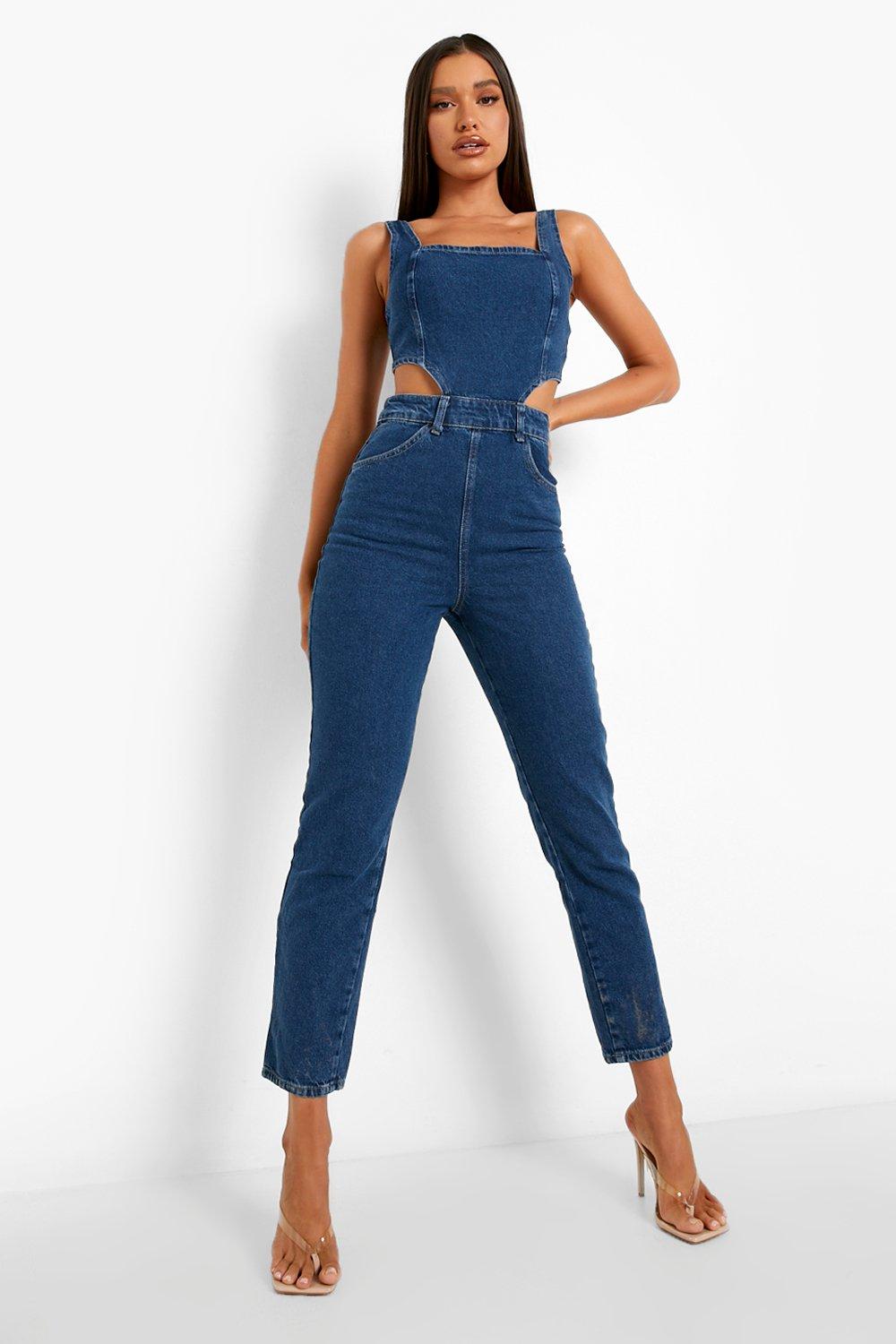 Denim cut best sale out jumpsuit